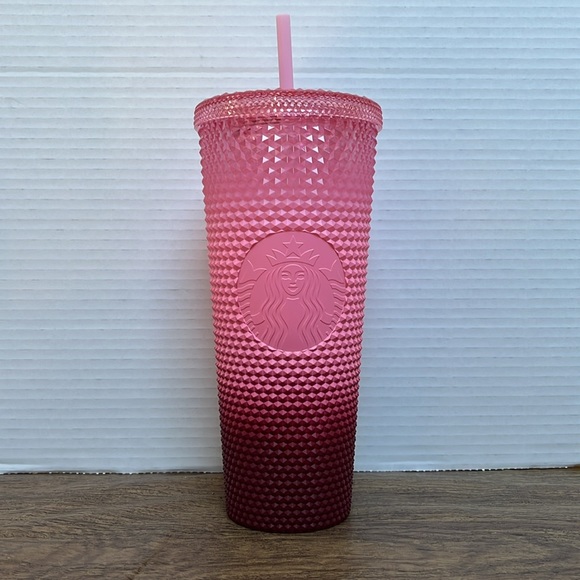 NWT Starbucks Holiday 2022 Pink Blush ‘Waxberry’ Ombre Bling Studded Tumbler - Picture 5 of 9